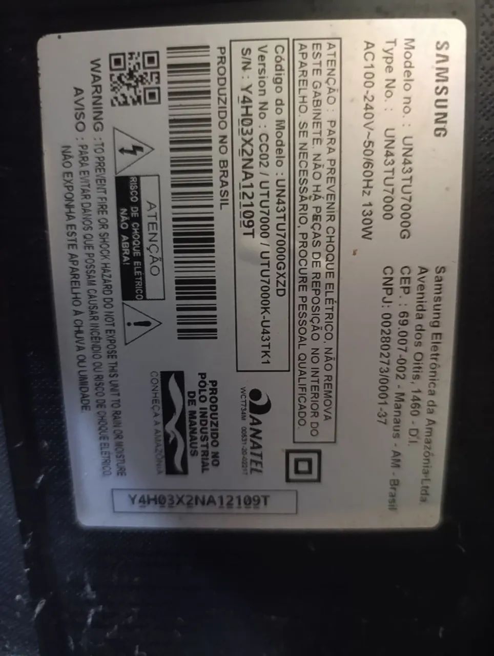 Tv Samsung com defeito