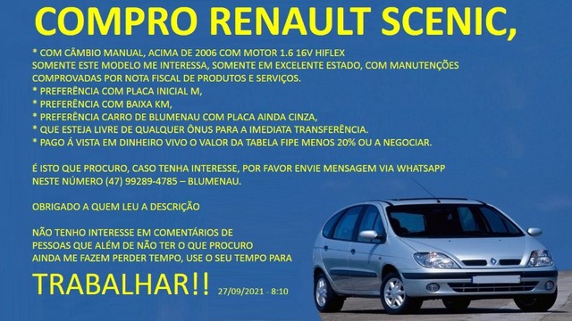RENAULT SCENIC 1.6 16V HILFLEX COMPRO Á VISTA