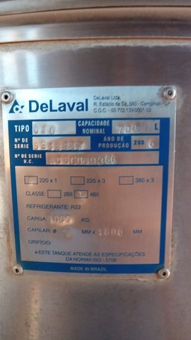 Tanque refrigerado Delaval 700 lts