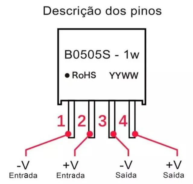 Módulo de Potência isolador DC/DC  B0505s  5v 1watt Filtro de Alimentação - Foto 5