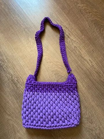 Bolsa de fio de Malha feita a Mão com alça