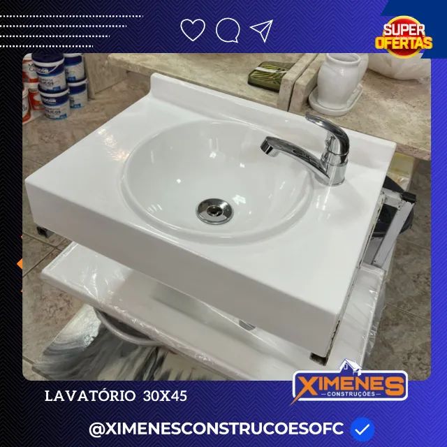 lavatorio embutido marmore sintetico 30x45 pia para banheiro - Foto 6