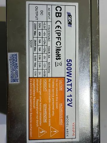 Fonte para PC ATX 500 Watts SDC Industrial 