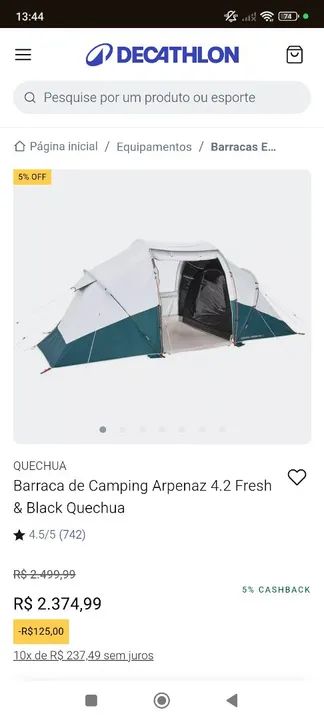 Barracas Quechua Arpenaz 4.2 Fresh&Black impecável! - Foto 4