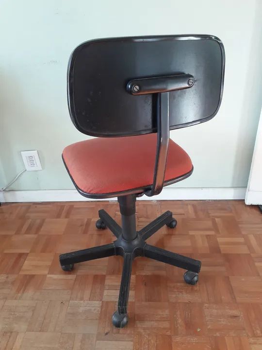 Cadeira Giratória de Escritório Secretária com Rodinhas Vermelho Vinho - Foto 3