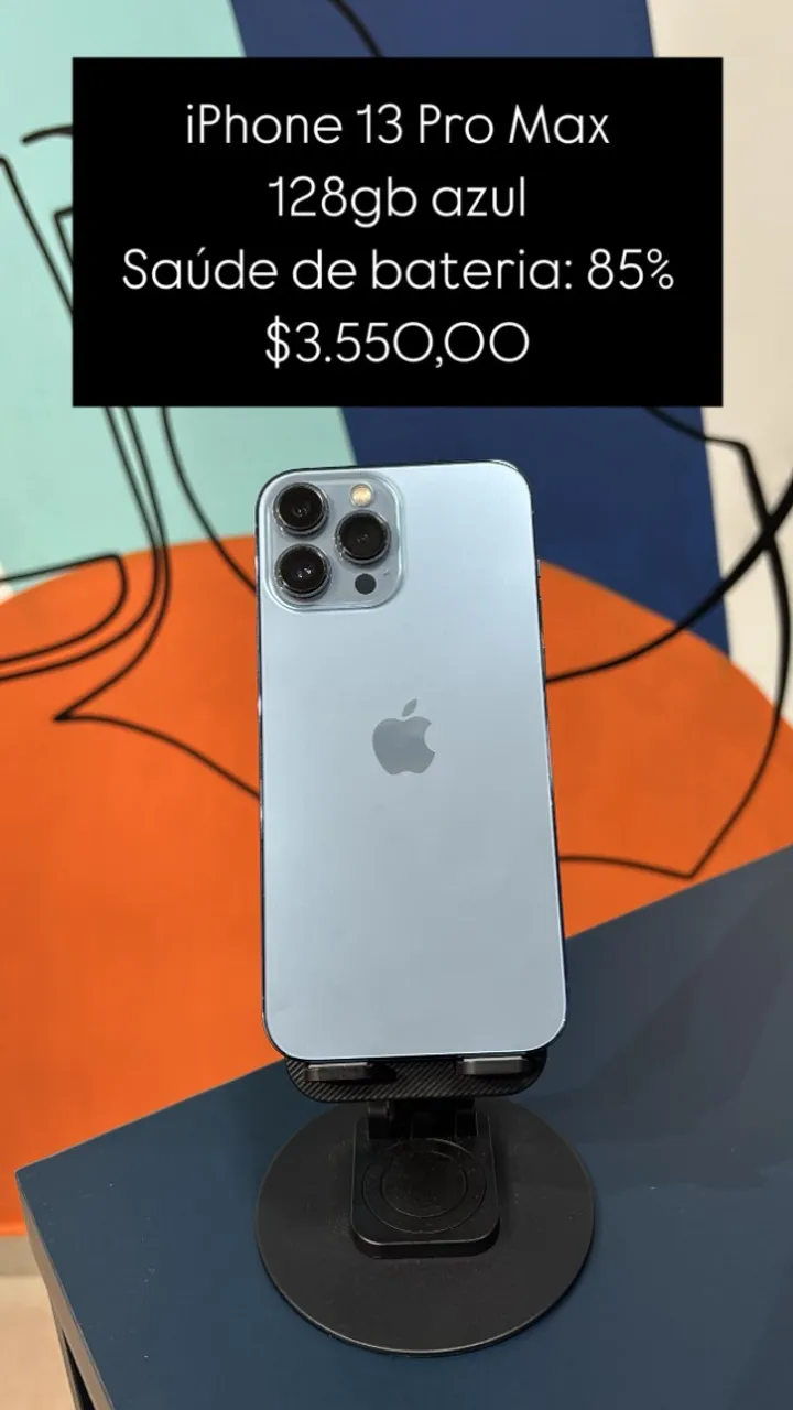 iPhone 13 Pro Max 1TB Azul Saúde de bateria 77% R$ 3.800,00 | Loja