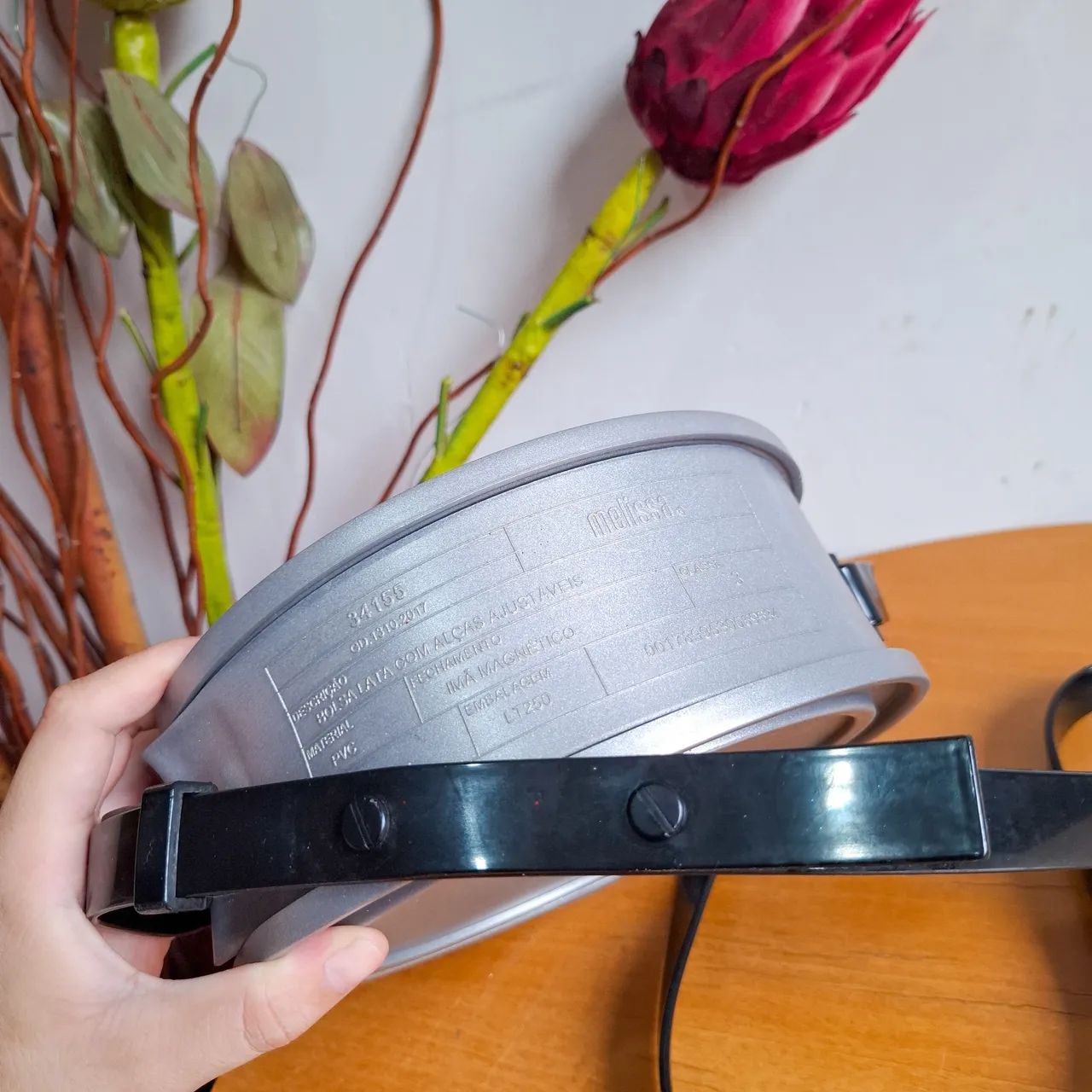 Bolsa Melissa Lata Bag Cinza/preta  - Foto 3