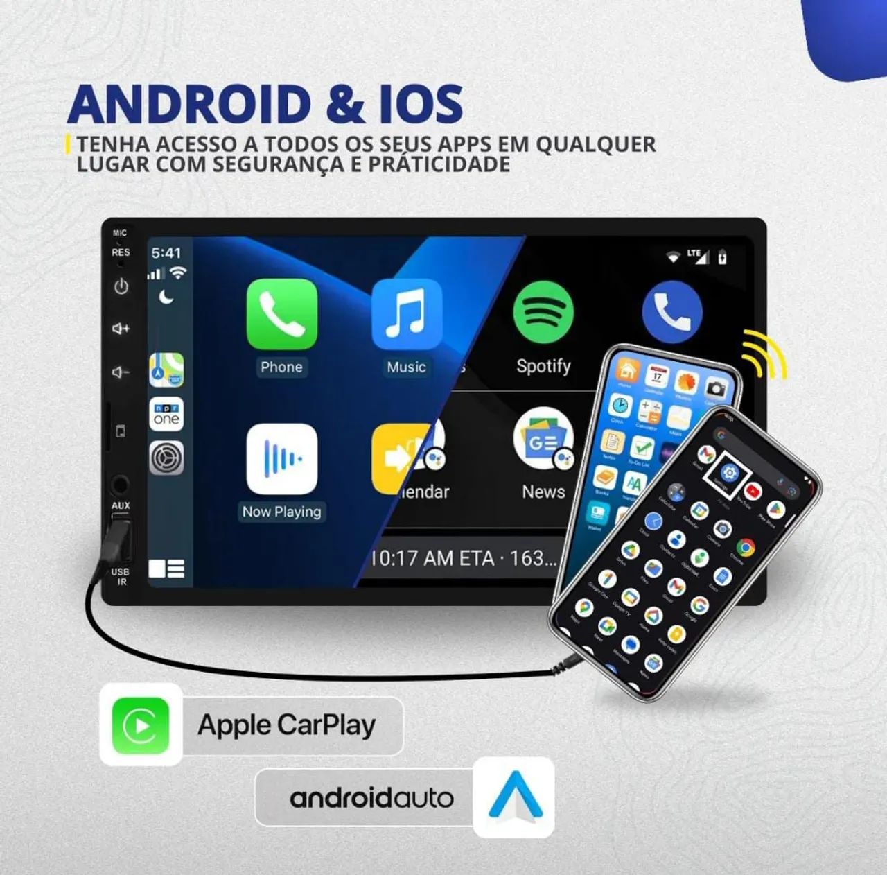 Aparelho central multimidia dvd  7 polegadas carplay android auto som carro - Foto 2