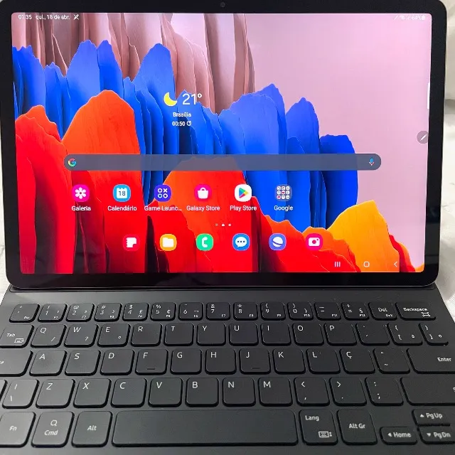Tablet Sansung T875 Bronze com caneta S pen e capa teclado integrada inclusos