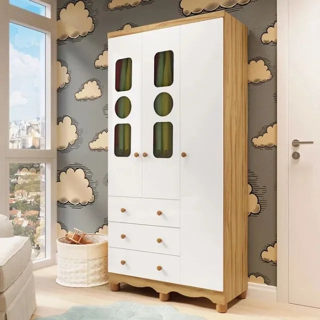 Guarda Roupa Infantil 3 Portas Tedy 100% MDF 