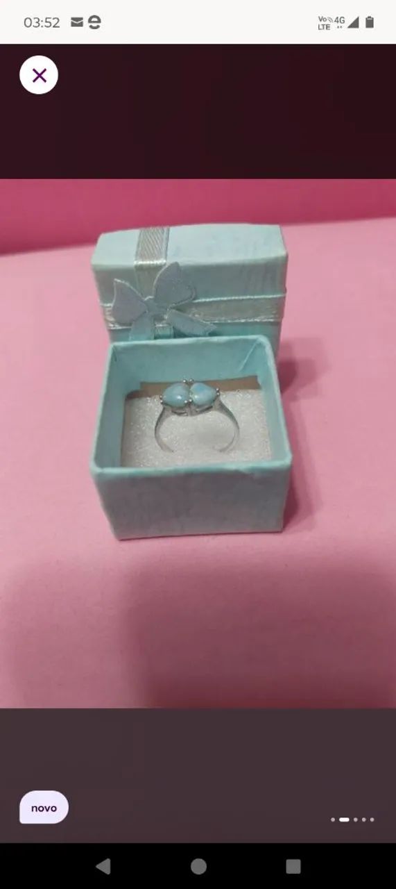 Anel com pedra Larimar em prata com caixa de presente - Foto 2