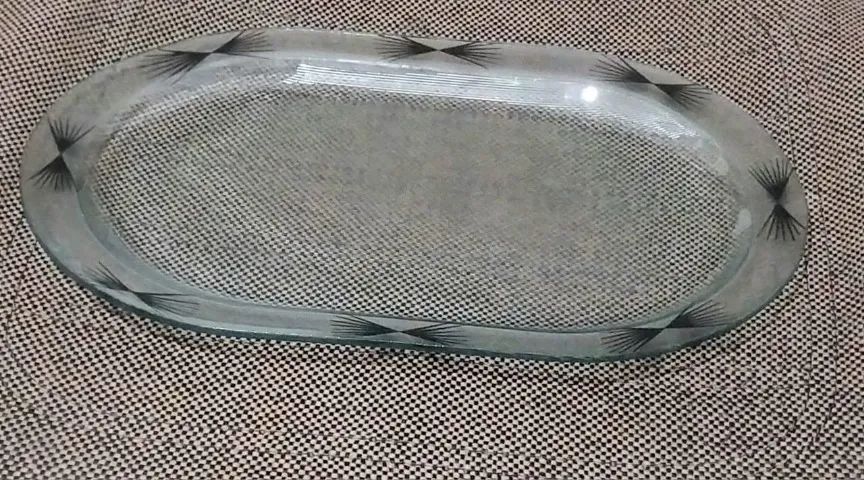 Travessa em Vidro Transparente - Estilo Oriental com estampa grafada, pontilhada - Foto 5