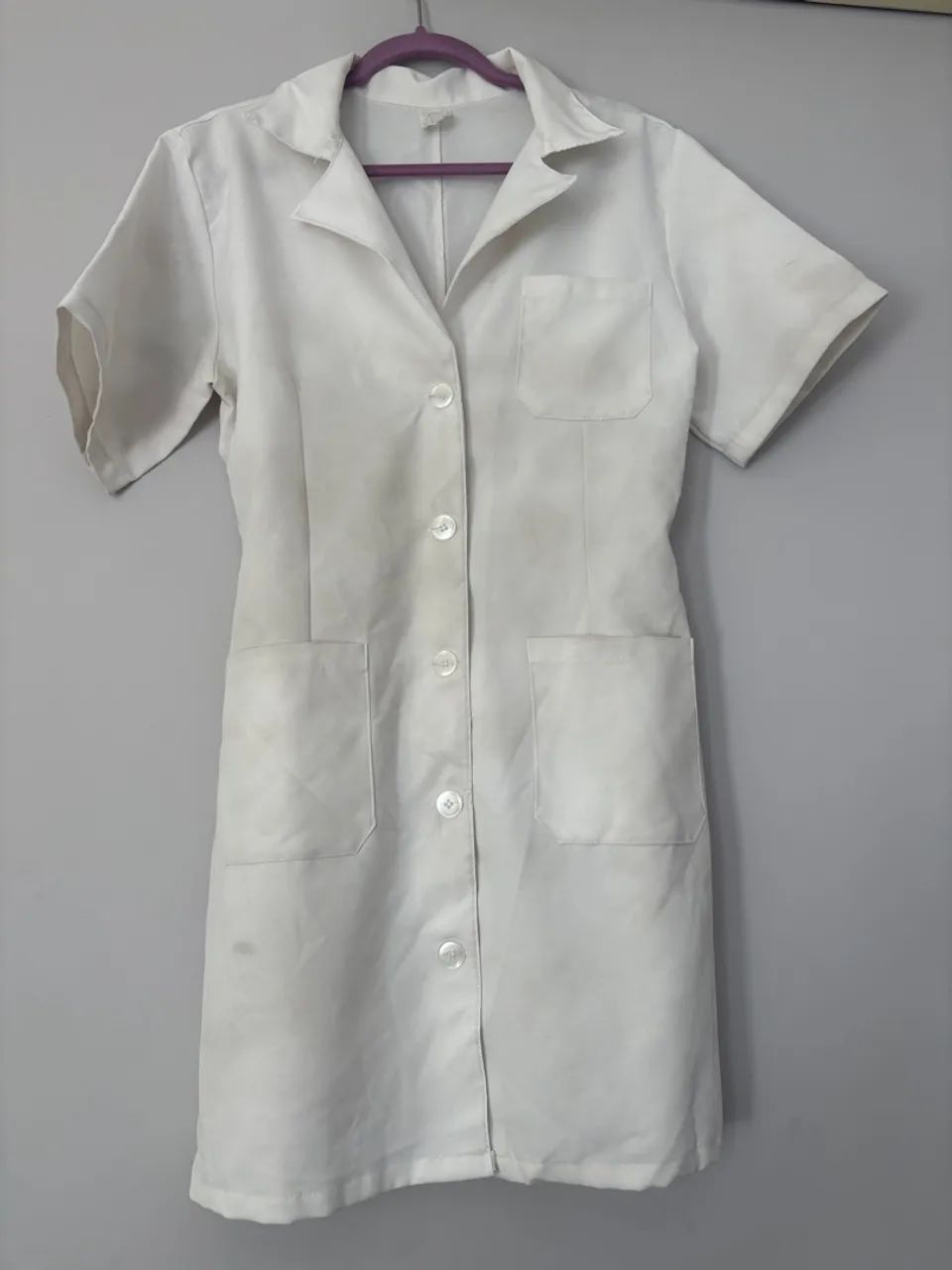 Jaleco branco manga curta, tamanho G