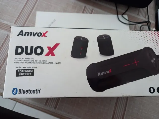 Caixa de Som - NOVA- Bluetooth Amvox Duo X- Portátil - Amplificada 20W