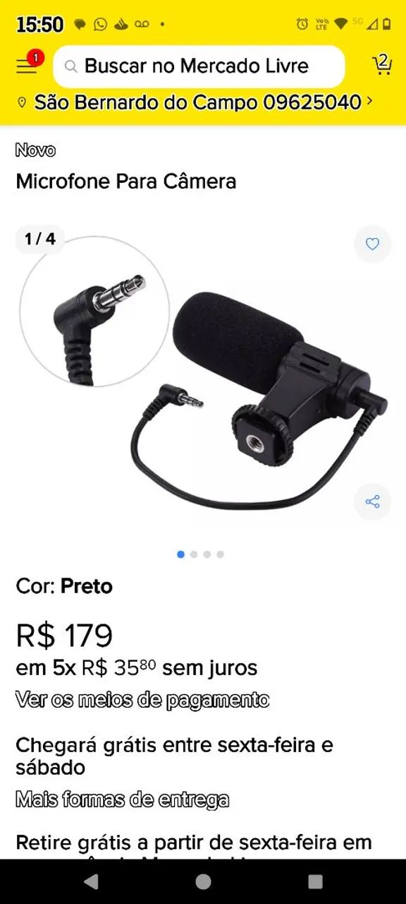 Microfone de Lapela para câmera- Gravação de Áudio de Alta Qualidade - Foto 2