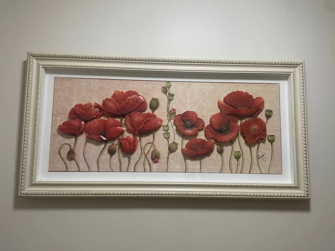 Quadro 3D estampa Flores Vermelhas