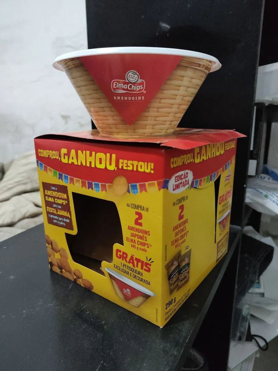 Bowl elma chips com caixa festa junina 