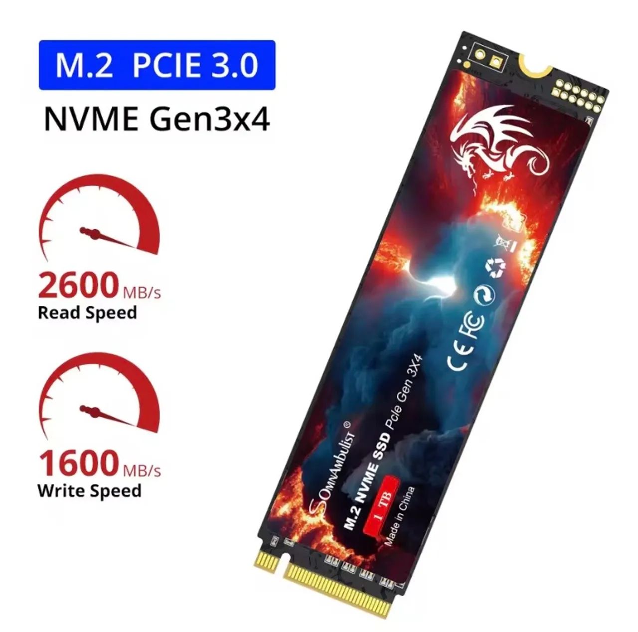 SSD M.2 NVMe 128GB PCIe Gen3x4 - Leitura 2600MB/s e Gravação 1600MB/s