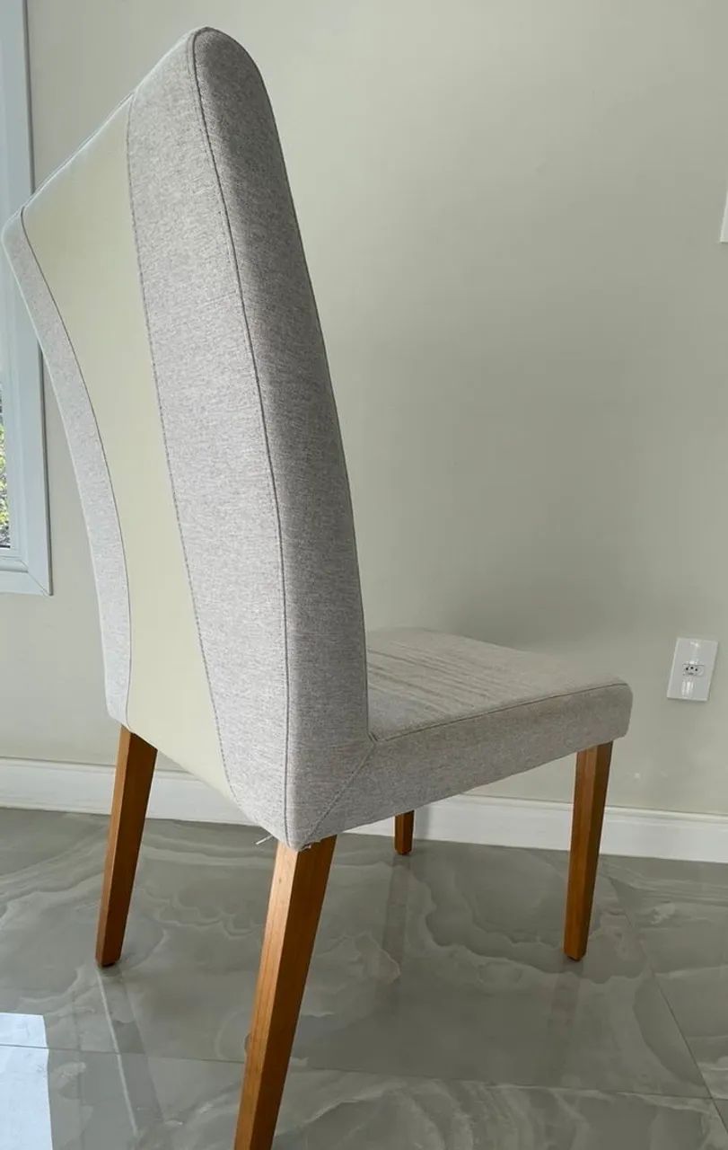Mesa laca cinza claro/off white com 6 cadeiras - Foto 4