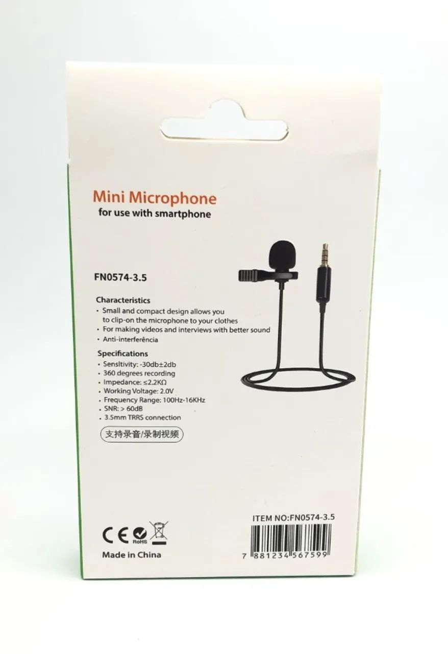 Microfone Lapela Mini P2 3.5mm Stereo Microfone Para Celular e Computador Novo na Caixa - Foto 2