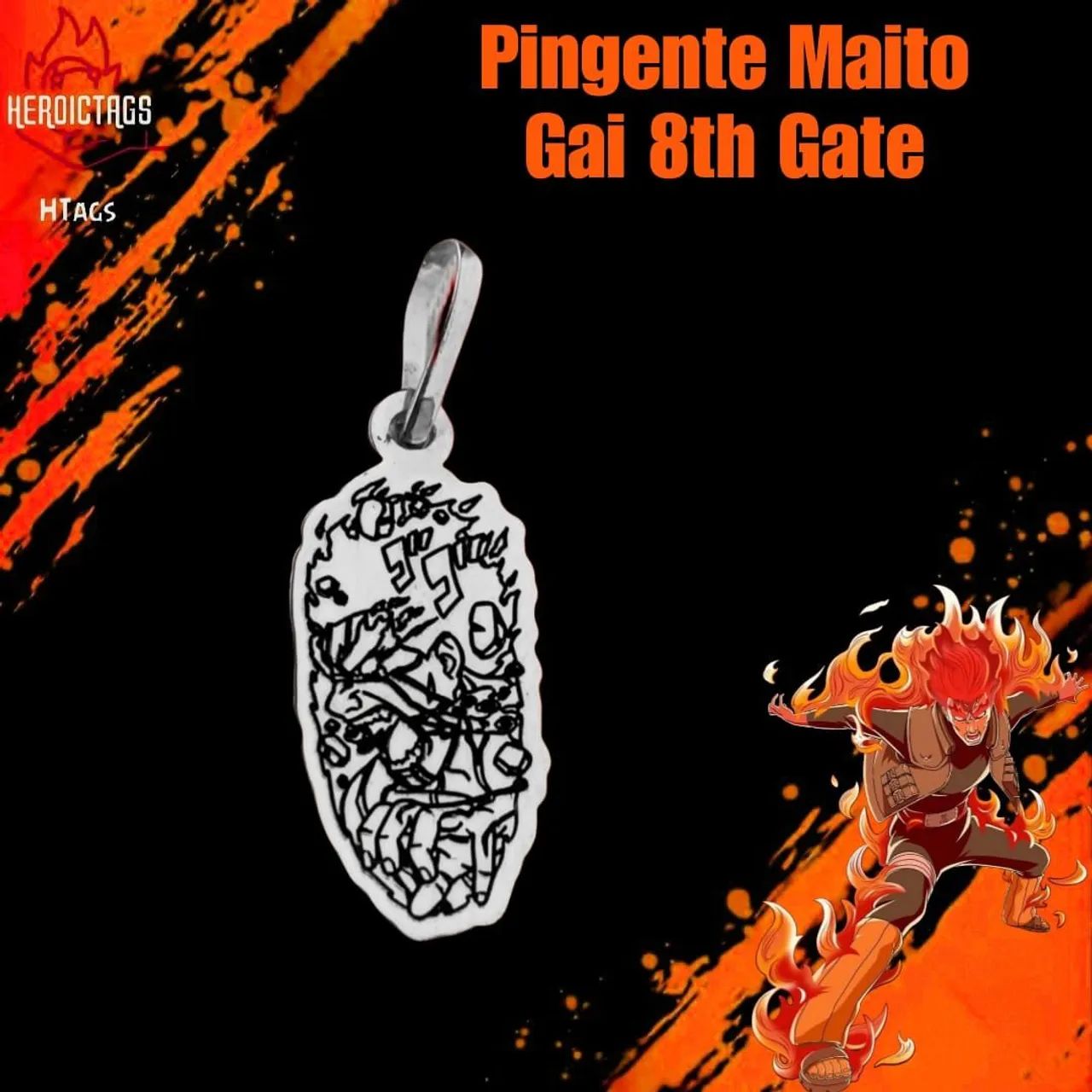 Pingente de Prata Maito Gai 8th Gate - Naruto Shippuden 