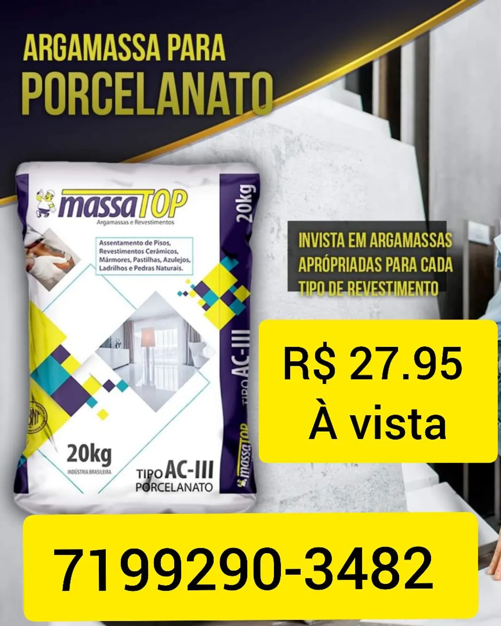 Argamassa Massa Top para Porcelanato AC-III 20kg