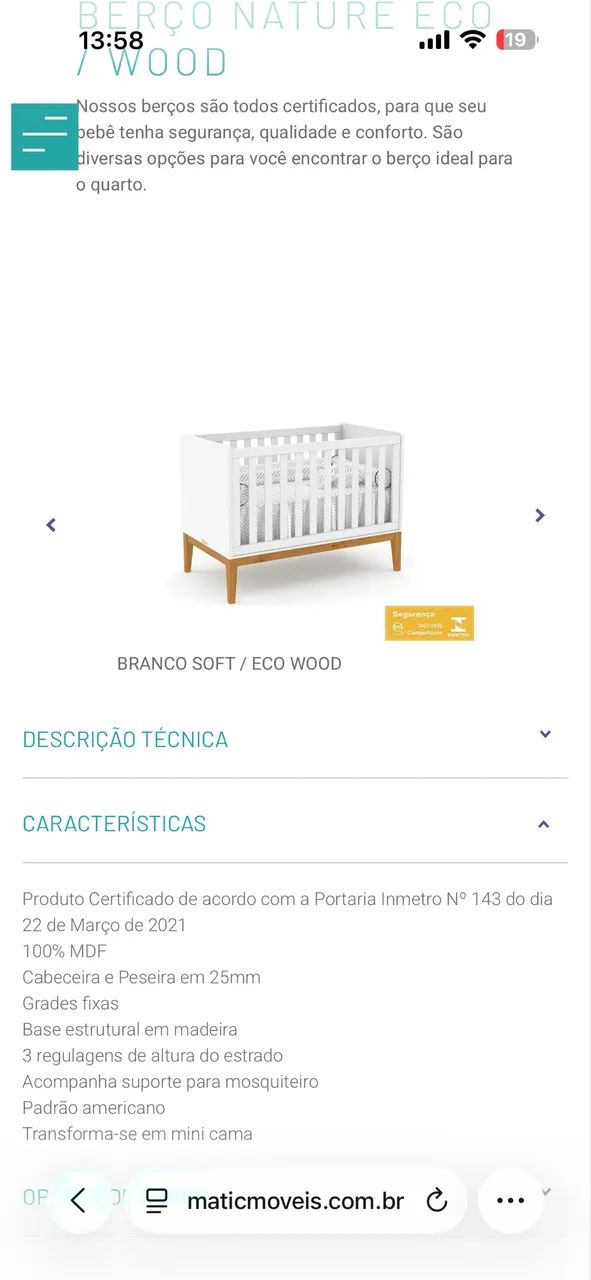 Berço Matic- Nature eco/ Wood - Foto 2