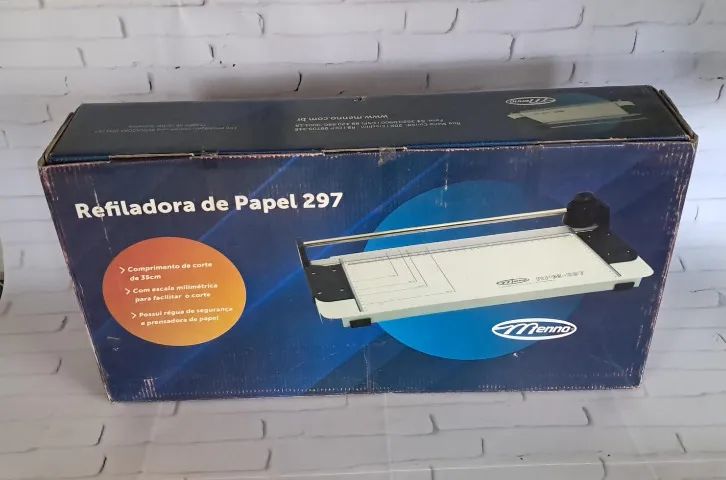 Refiladora de papel Menno RPM 297, guilhotina com corte até 35cm, semi nova