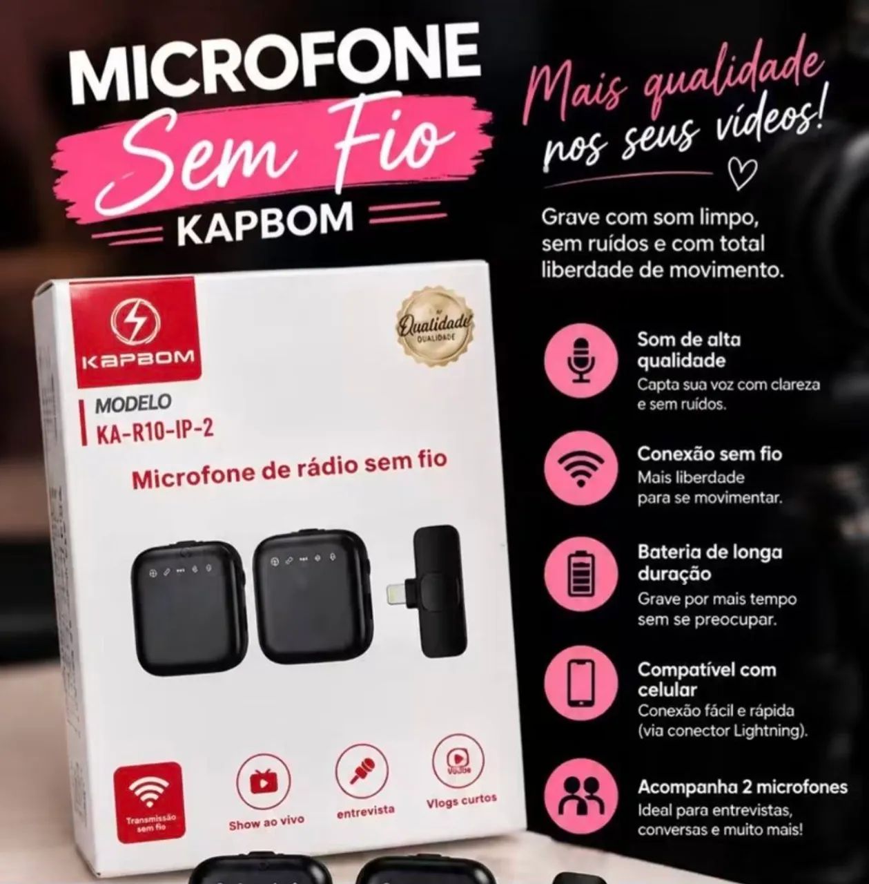Microfone sem fio Kapbom