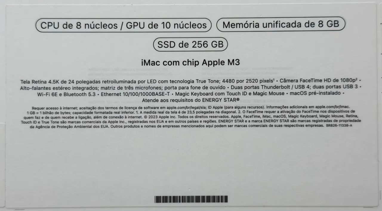 Imac 24 polegadas m3 8gb / 256gb 10 core gpu, com touch id e 4 portas LOJA FÍSICA sem uso - Foto 6