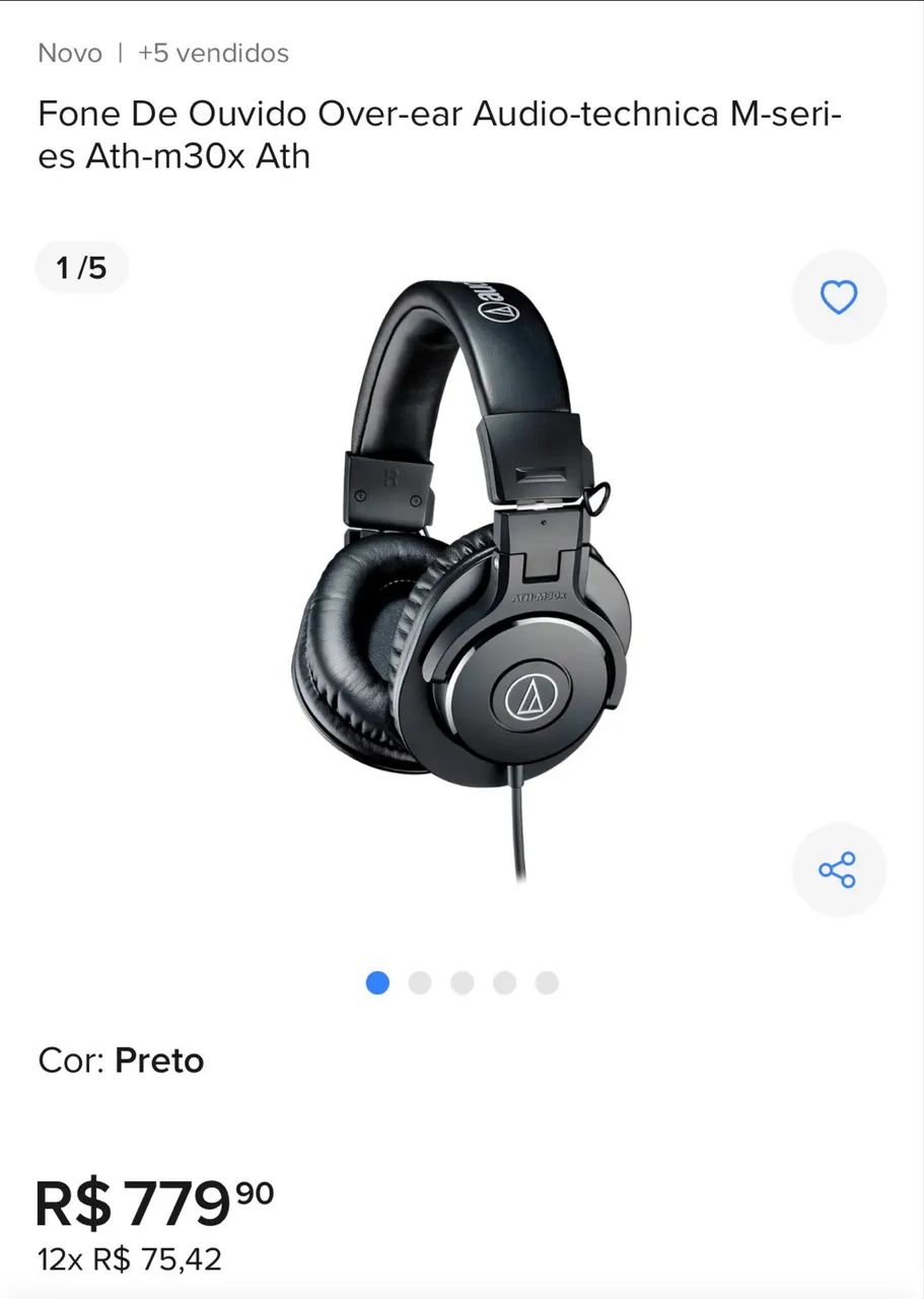 Fone Áudio Technica Ath M30x  - Foto 3