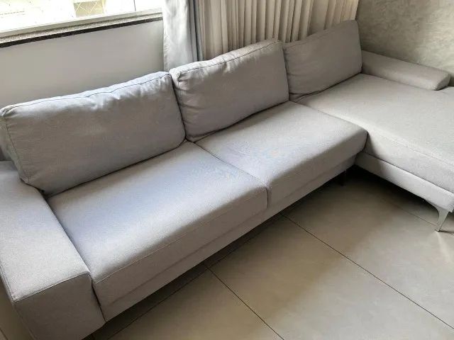 Sofá Linho Etna 3m - Estilo Escandinavo Chaise Esquerdo - Foto 2
