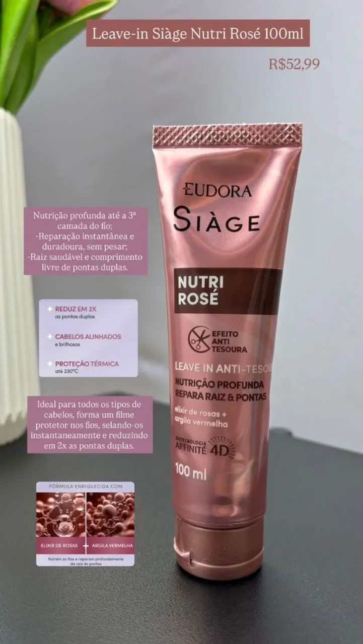 Leave In Anti Tesoura Nutri Rose Eudora Siage 