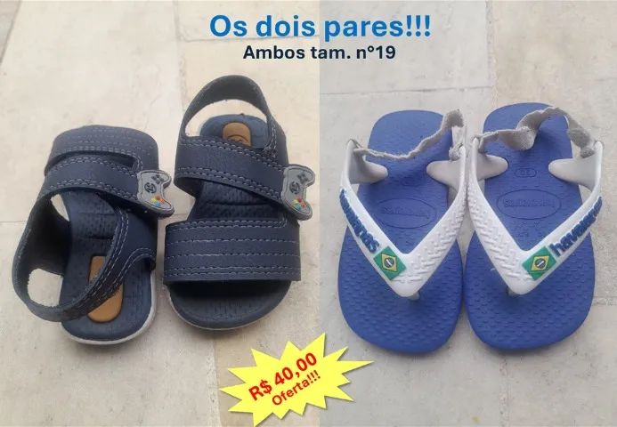 Sandália Molekinho e Chinelo (Havaianas)- Infantil - Tam 19.