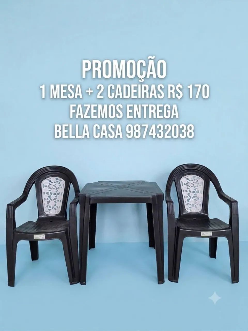 MESA MAIS DUAS CADEIRAS MD LINDA E MODERNA 