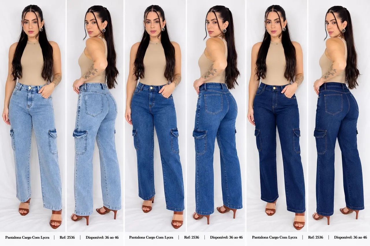 Calça Cargo Jeans com lycra  - Foto 4