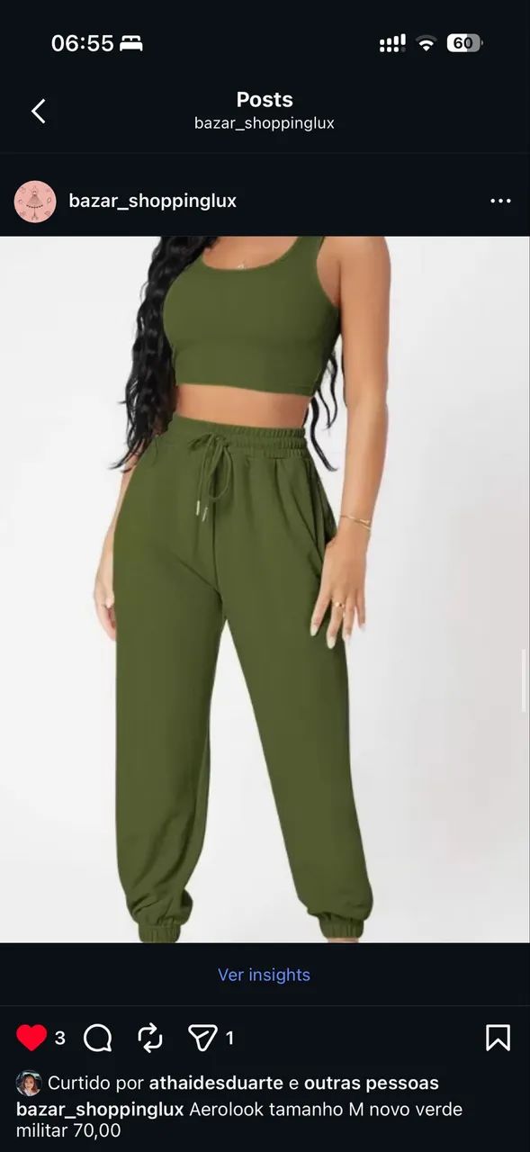 Conjunto aerolook novo p:m 70,00