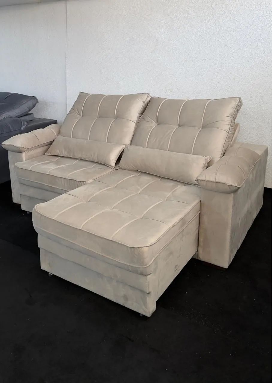 Sofá Retrátil e Reclinável 2.50 Mt Molas Espuma D33 Pronta Entrega 