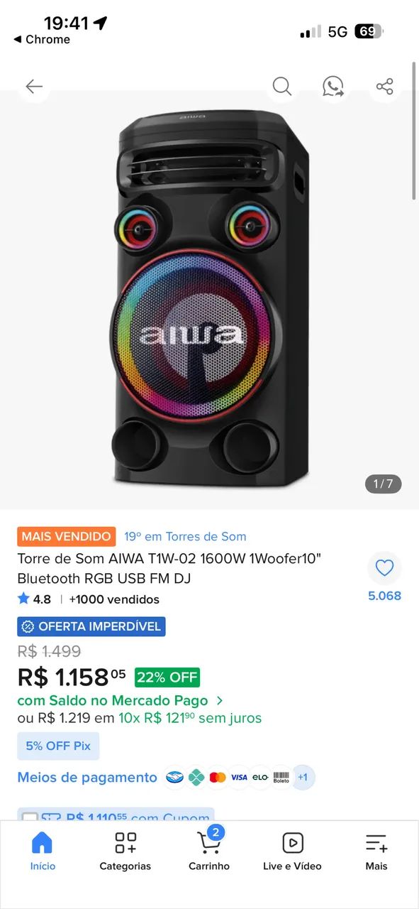 Caixa de som torre aiwa  - Foto 2