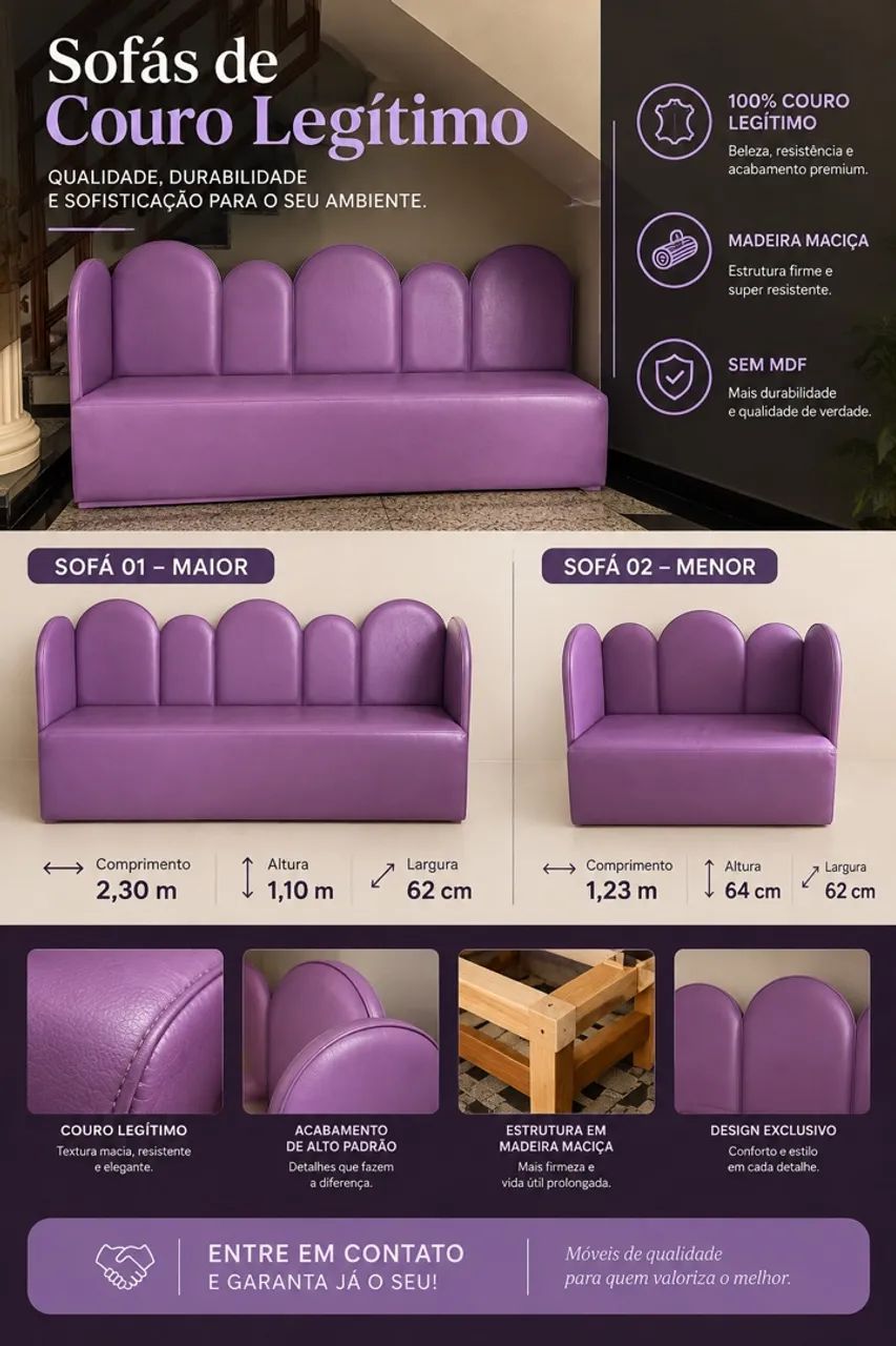 SOFÁS EM COURO LEGÍTIMO ? QUALIDADE E ELEGÂNCIA