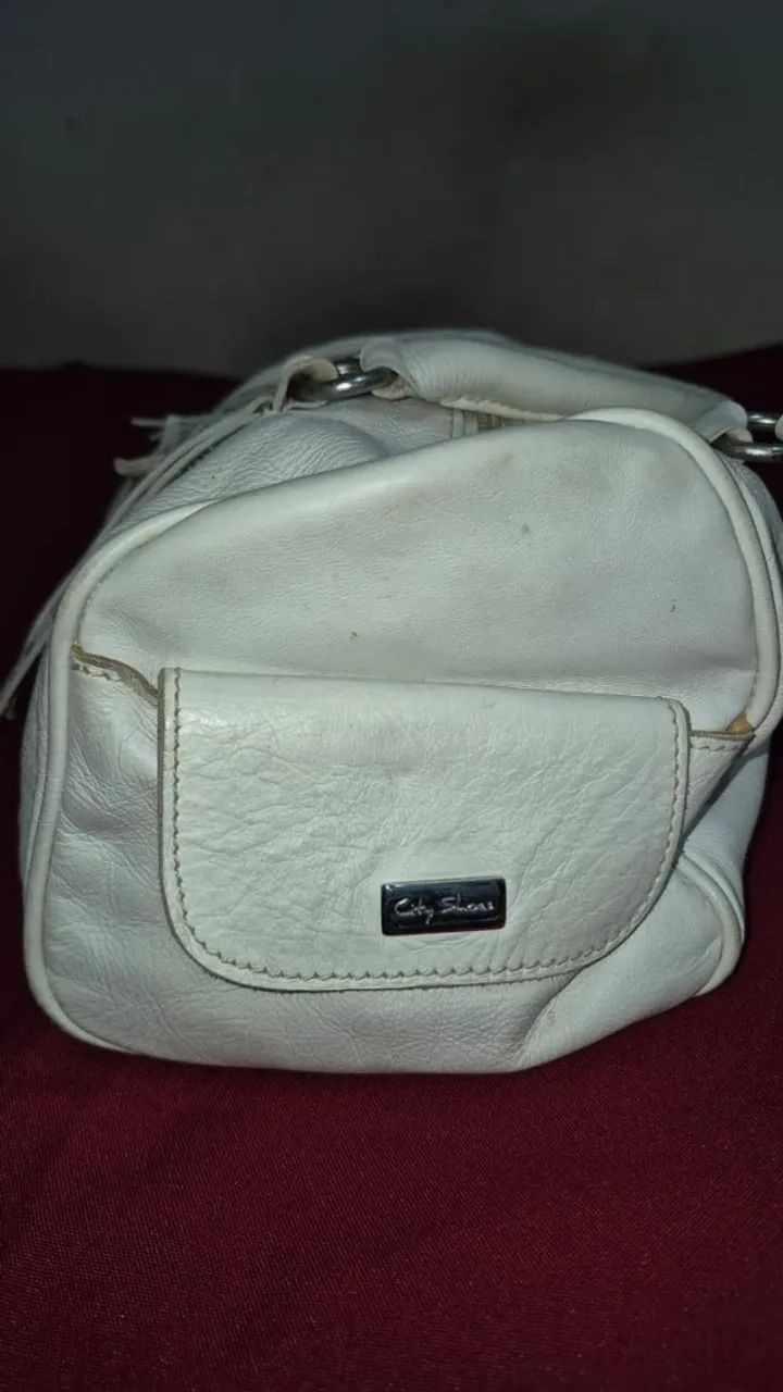 Bolsa branca de couro  - Foto 2