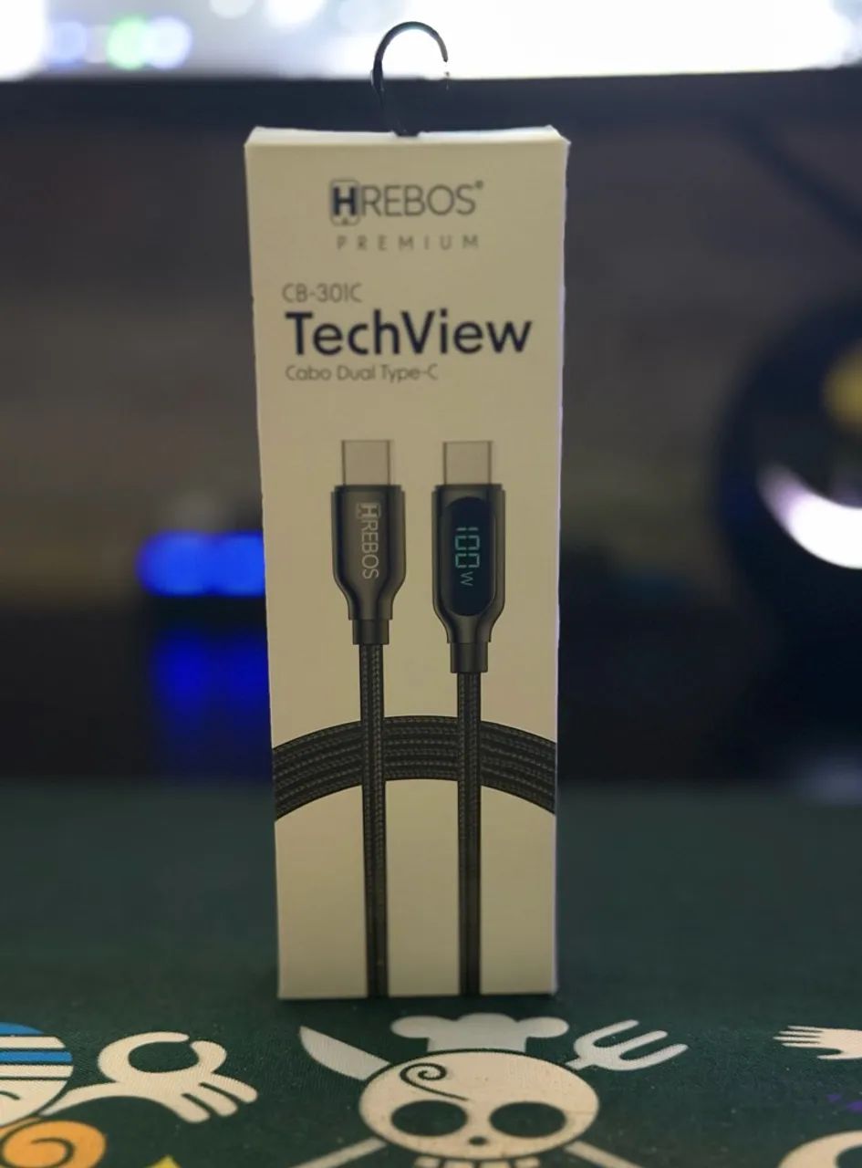 CABO HREBOS PREMIUM TECHVIEW 100W ? USB-C PARA USB-C - COM DISPLAY?