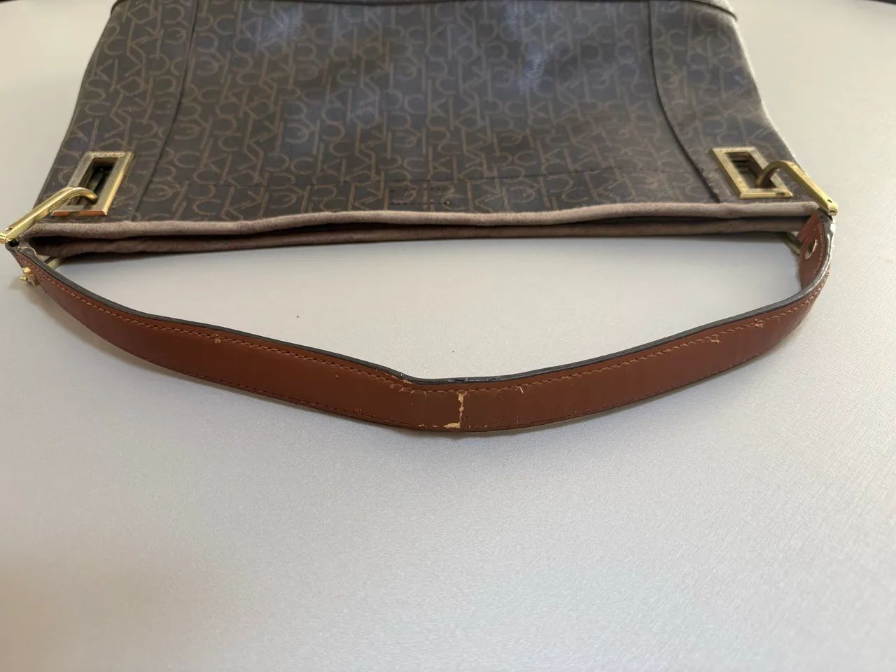 Bolsa Calvin Klein Original, Monograma, Grande, Marrom, Ótimo Estado - Foto 6