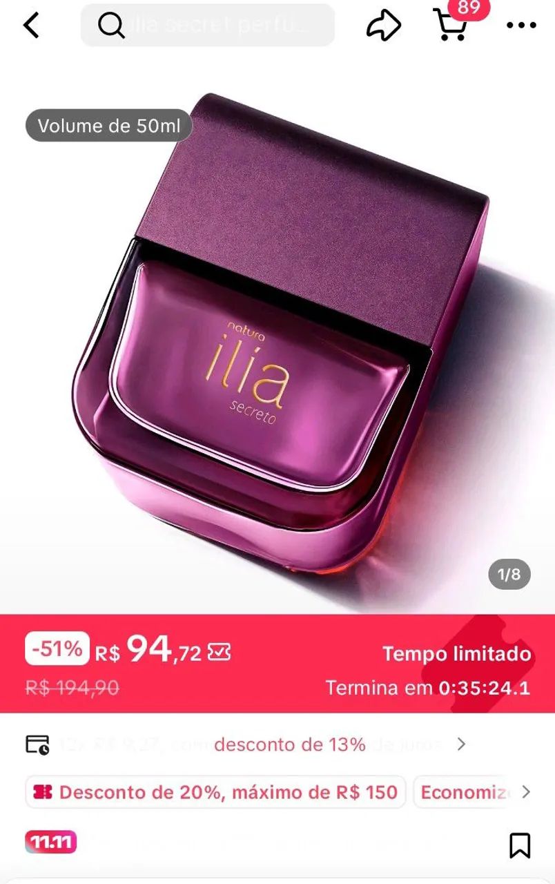 Perfume Natura 50ml OFERTA Relâmpago 