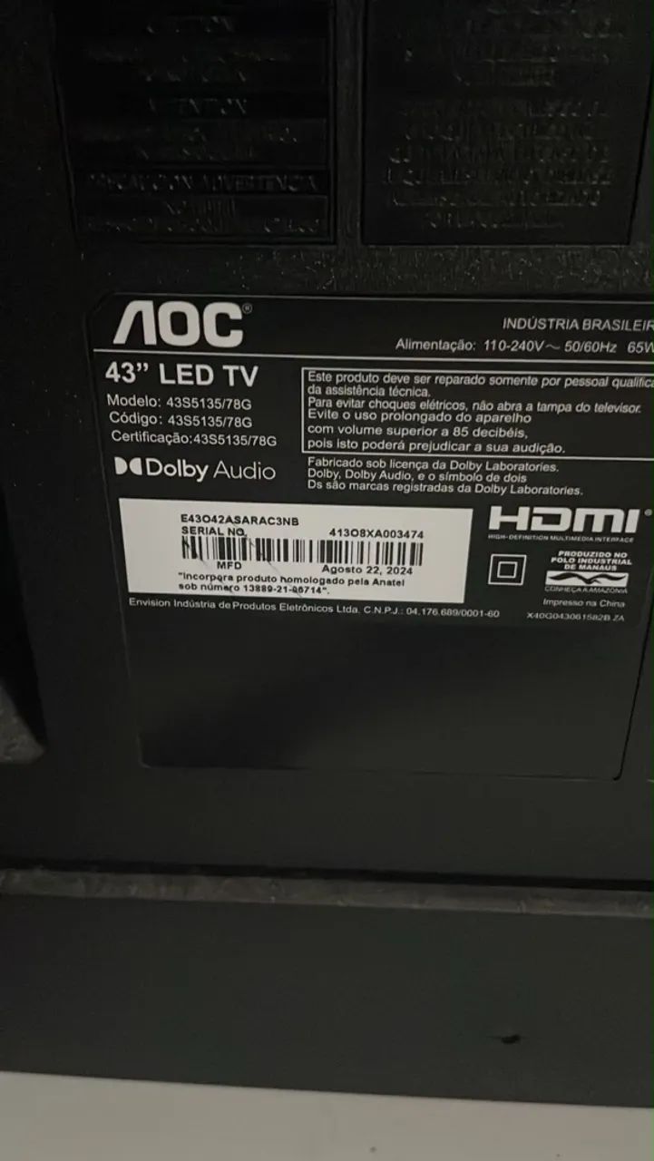 Smart TV LED 43" AOC Full HD (Modelo: 43S5135/78G) - Foto 2