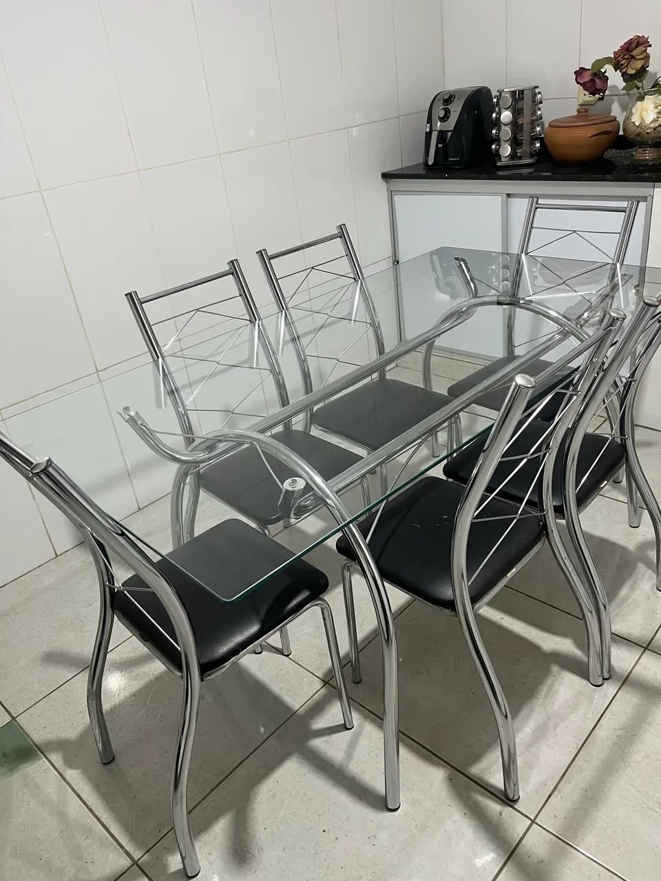 Mesa Carraro 6 cadeiras em vidro - Foto 3