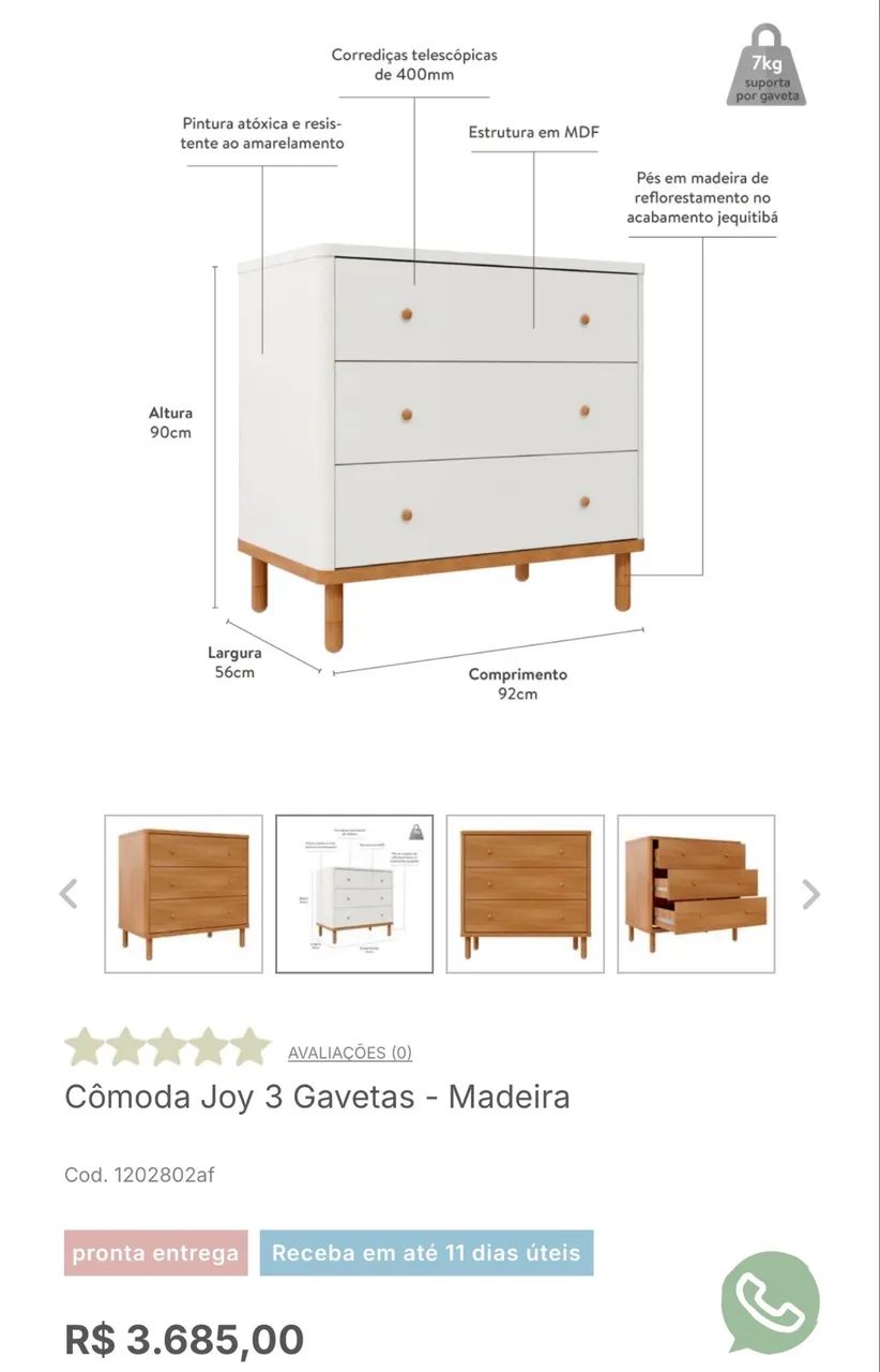 Cômoda 3 gavetas  - Foto 4