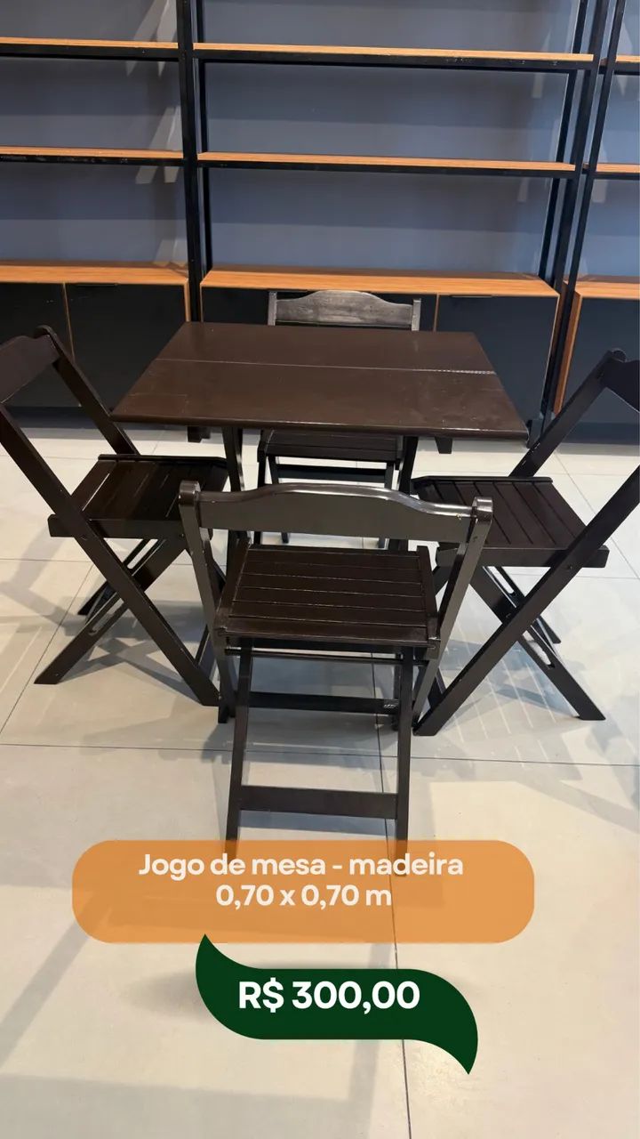 Jogo de mesa madeira 0,70 x 0,70 m