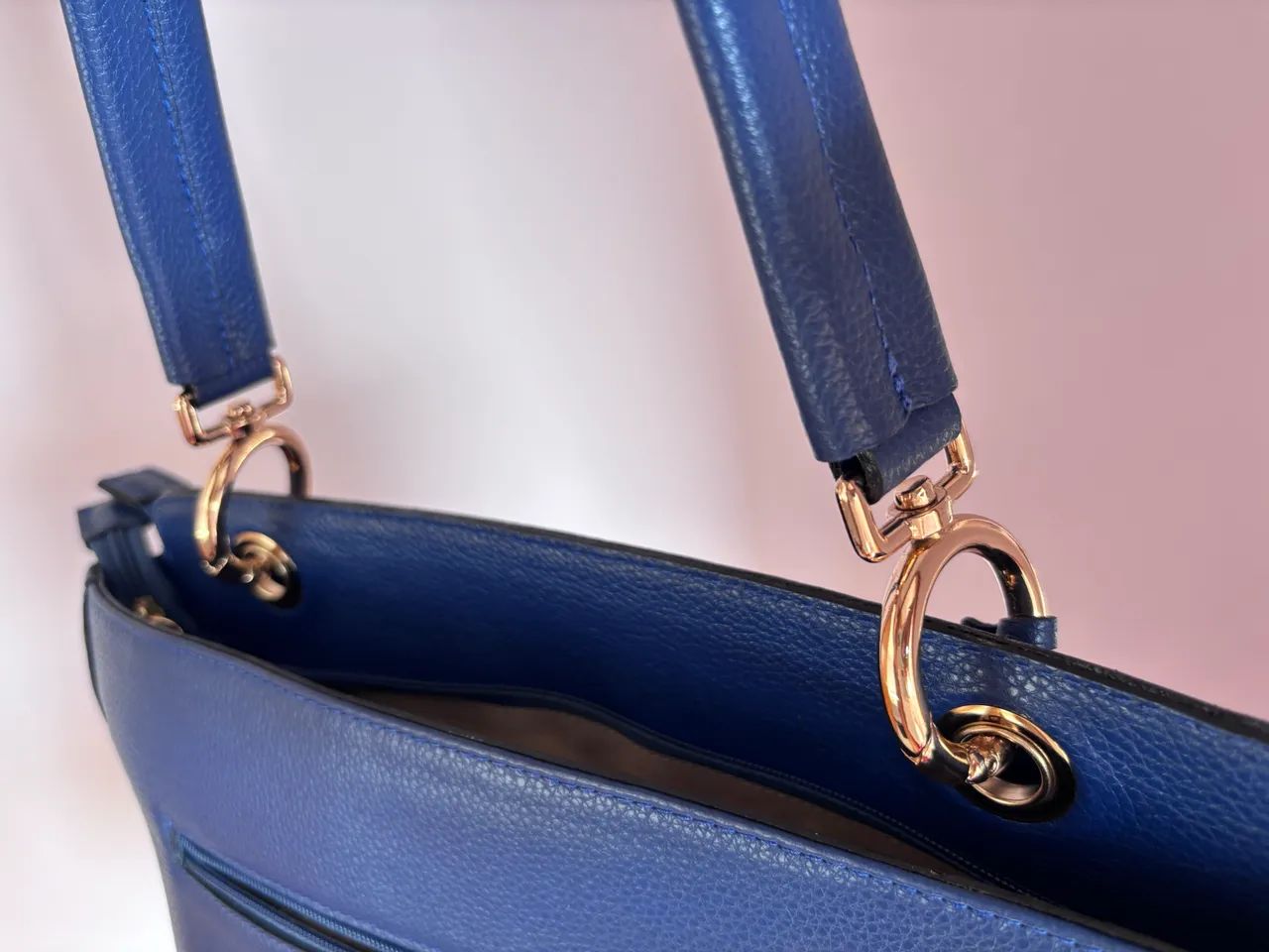 Bolsa de couro azul  - Foto 2