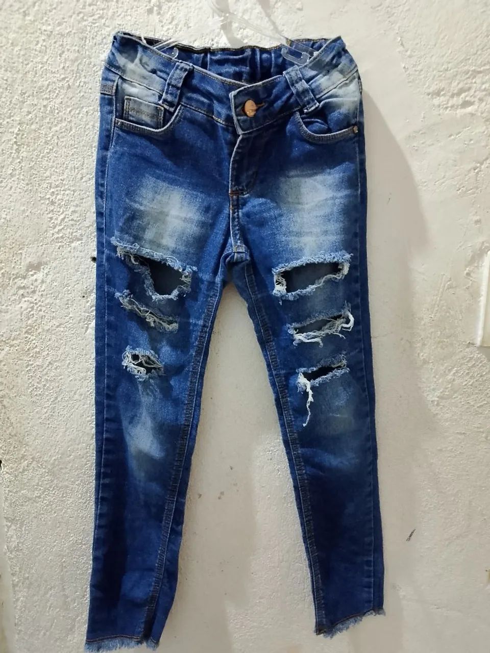 Calça jeans feminina infantil azul - Foto 3